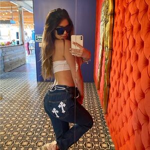 Levi's High Rise Blue Jeans with White Details